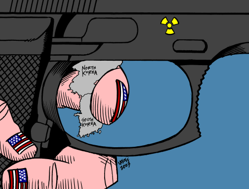 United States pulling the trigger in Asia (by Latuff)