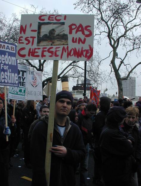marching along embankment