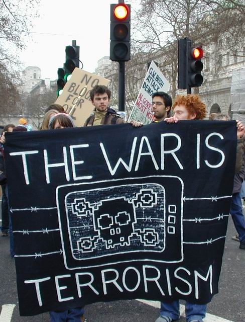 marching along embankment
