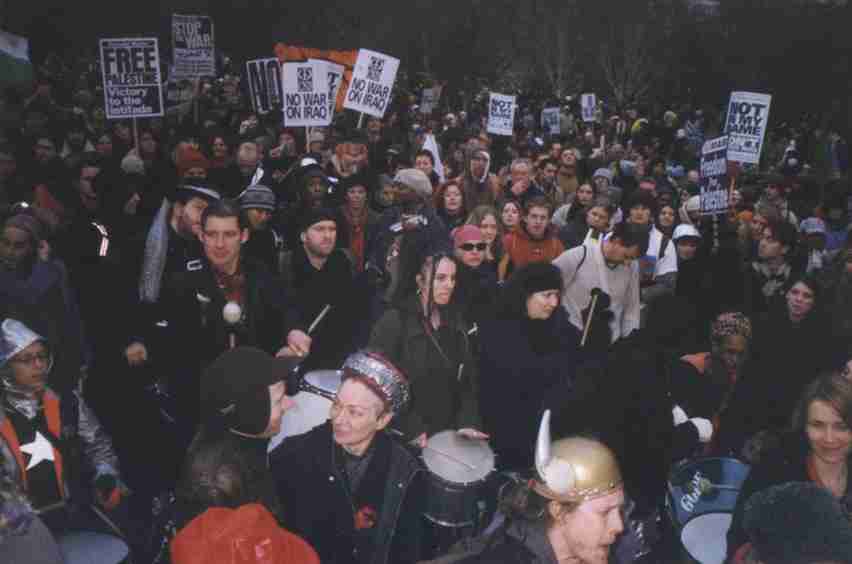 Pics of Rhythm Of Resistance sambaing at London F15 protest