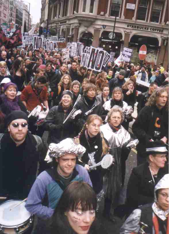 Pics of Rhythm Of Resistance sambaing at London F15 protest