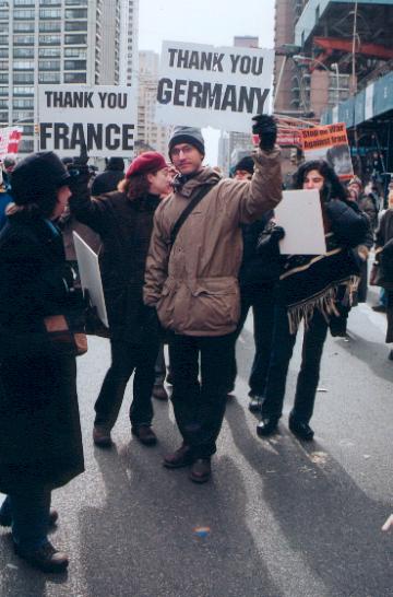 Thank You France, Thank You Germany PHOTO 15feb03 NYC Anti-War Protest