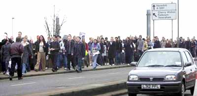 Dozens of stories on student demonstrators today against the war