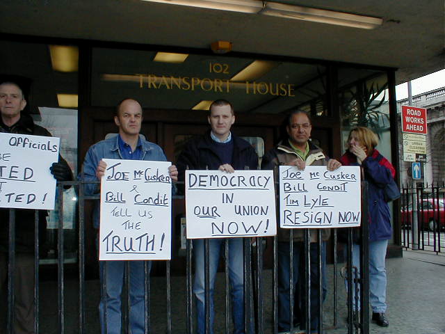 Sacked Airport workers picket TGWU