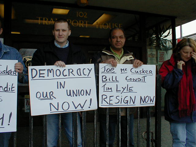 Sacked Airport workers picket TGWU