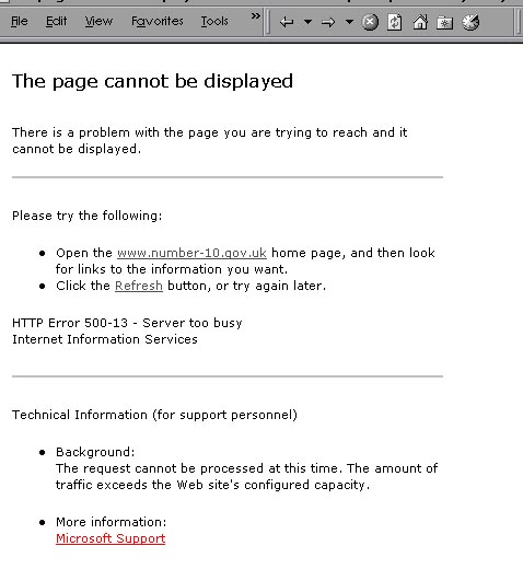 Number 10 WEBSITE DOWN!!