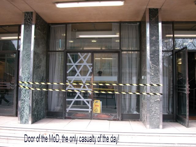 Exxon, MoD and army targeted in central London