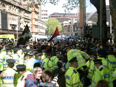 police block rest of crowd