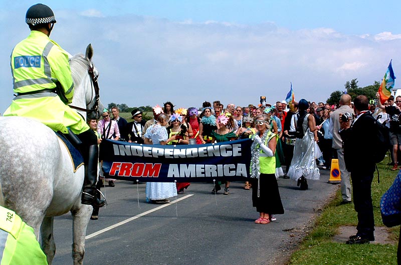 Police delaying the walk around the perimiter of the base.