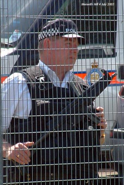 policeman inside the US base Menwith Hill on July 4th 2003