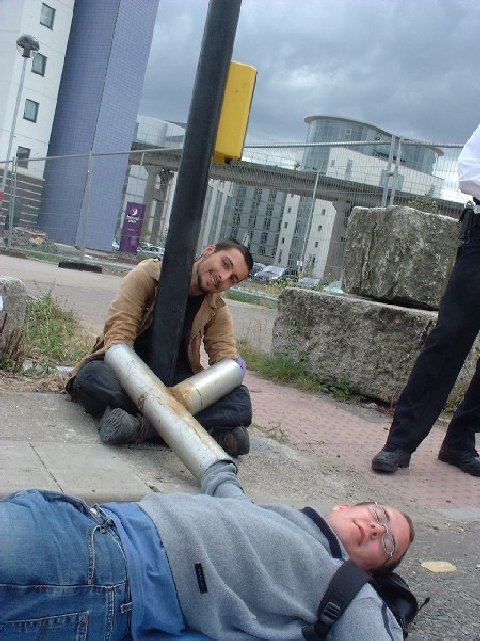 Arm tubes blocked the other access road