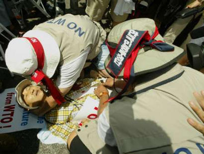 the injured Korean Farmer