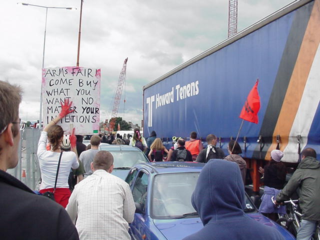 marching away from prince regent DLR next to excel / dsei