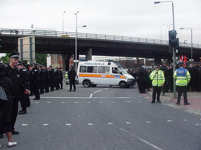 roundabout - protestors in there somewhere!