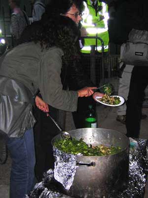 Free food at anti-DSEi dinner
