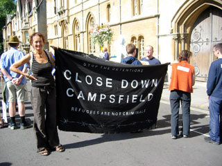 Campsfield activists' banner