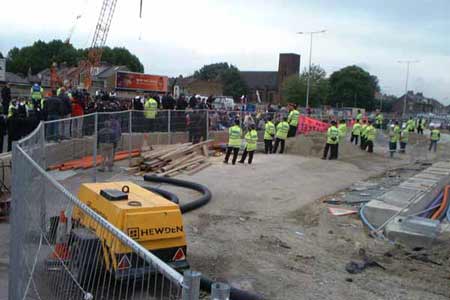 the road was also a building site