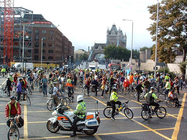 Blockade on the north side of Tower bridge