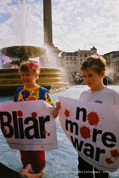 Young protesters in the Fountain