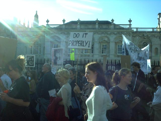 Outside the University's Senate House