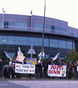 Protesters gather at North Edinburghs BAE Systems to expose the Arms Trade