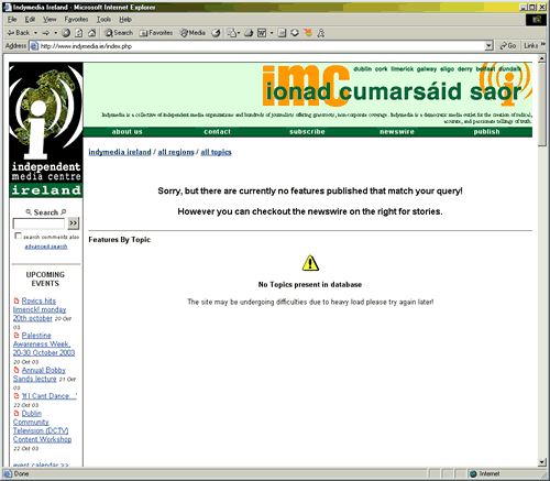 The IMC Eire error message.
