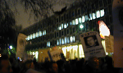 Outside the US Embassy - 8:44pm