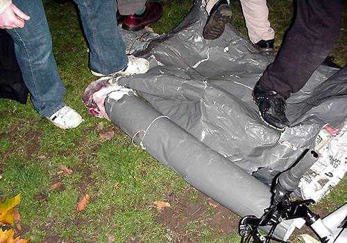 The remains of Bush's statue