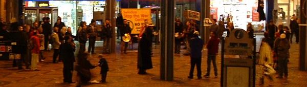 long-distance shot of protest