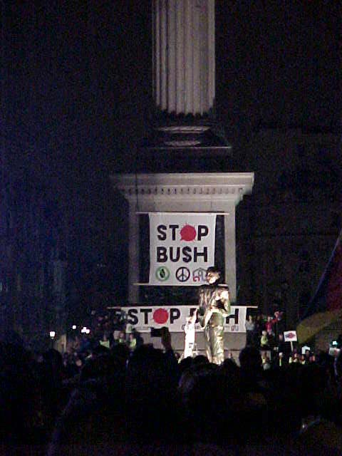 view of column with the huge bush rock god statue