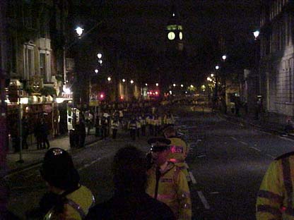 looking down whitehall while end of march was blocked by No 10