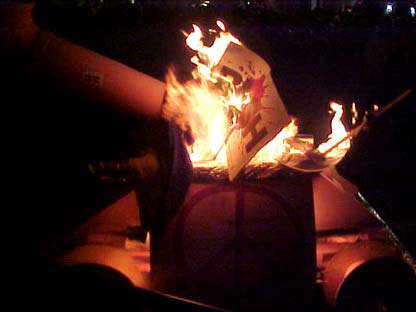 burning tanks in the street