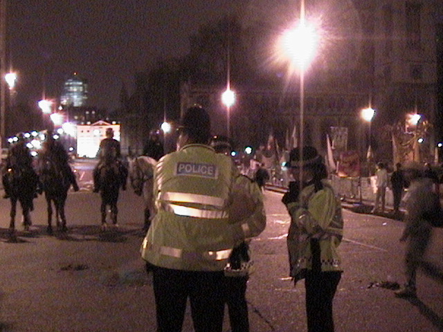 police on horses guard Westminster
