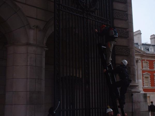 Cops arresting the climbers