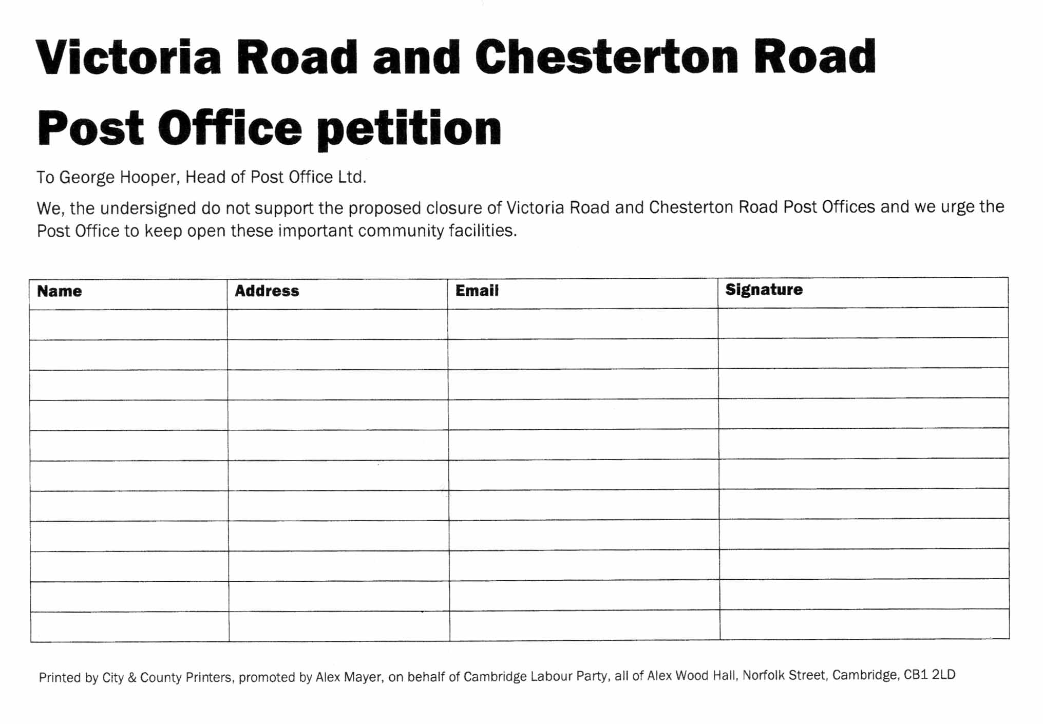 Save Our Post Offices Petition