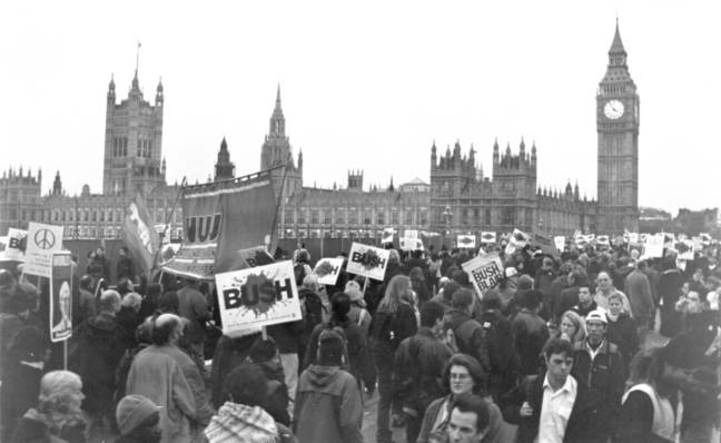 crowds crossing westminster bridge