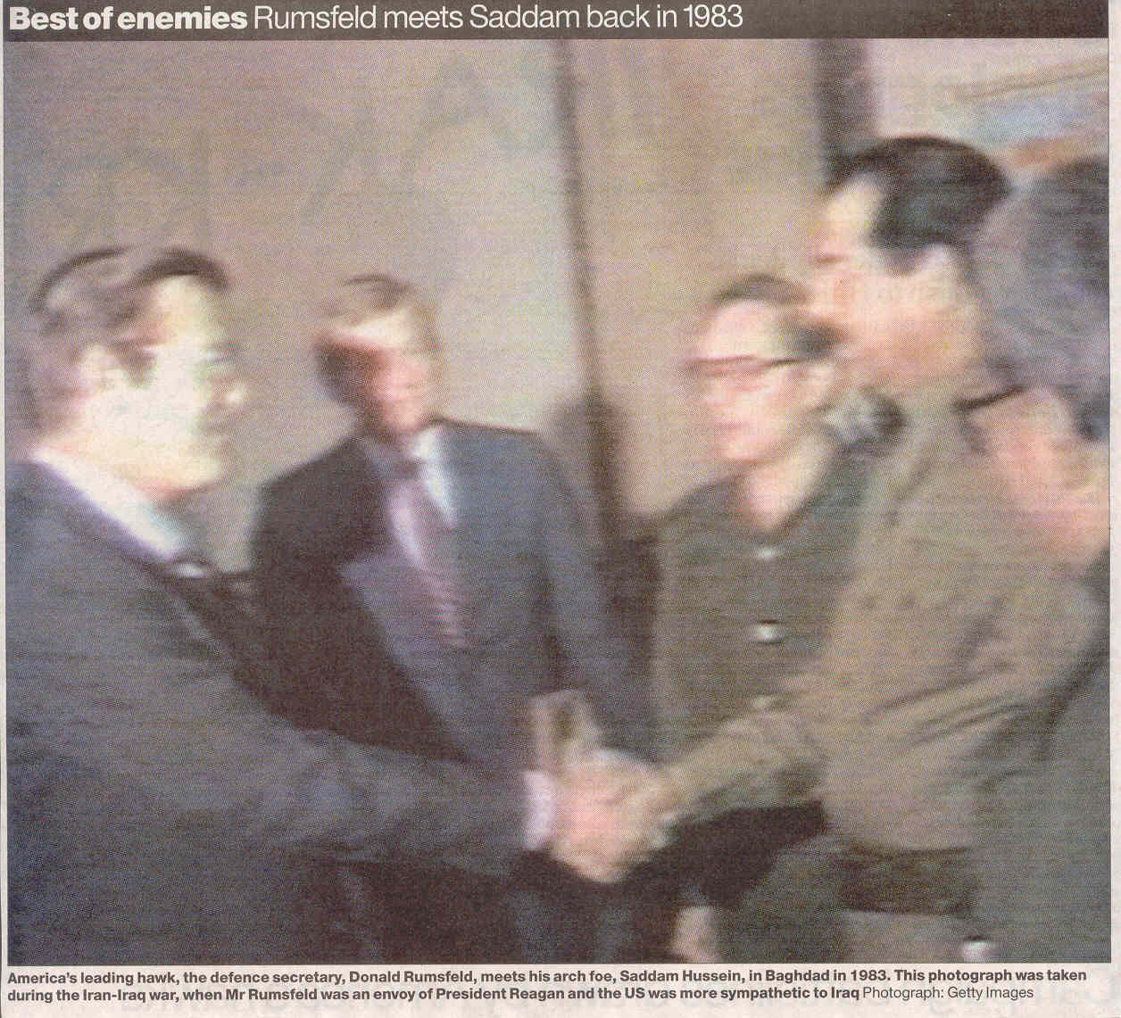 Best of friends ... How many WMD would you like today Saddam?