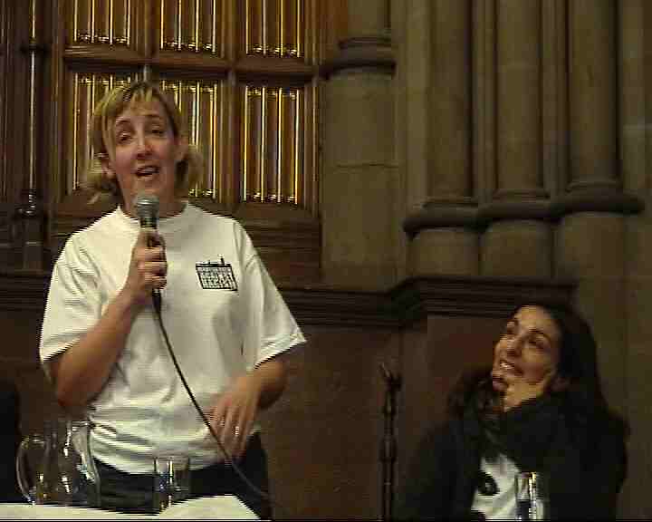 Julie speaking at the rally