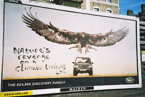 'nature's revenge on a climate trashing 4x4'