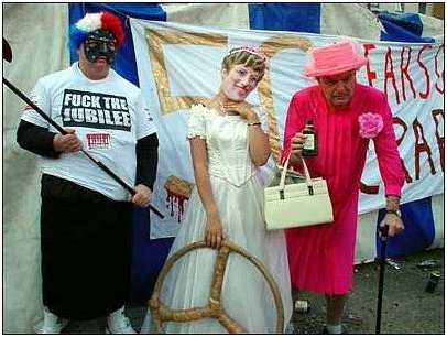 protestors in costume