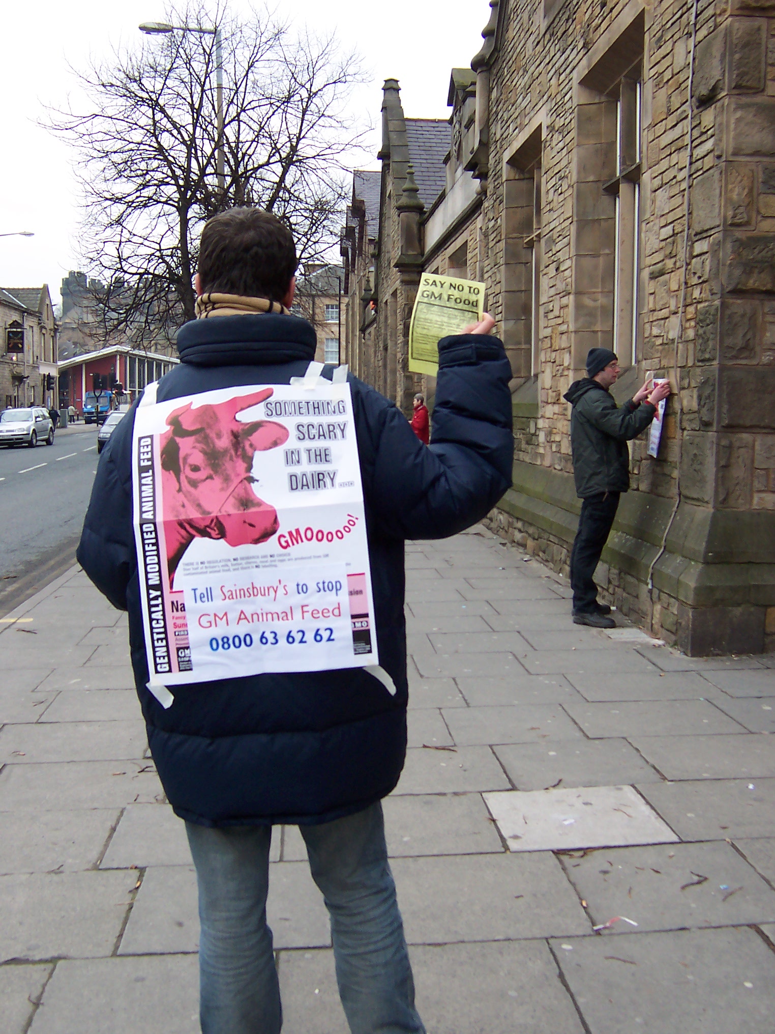 Not allowed on the wall, but on the back