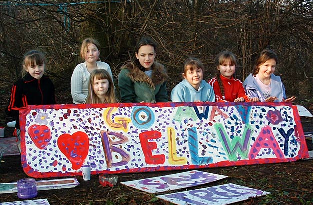 Even at this age the kids recognize the corporate enemy.