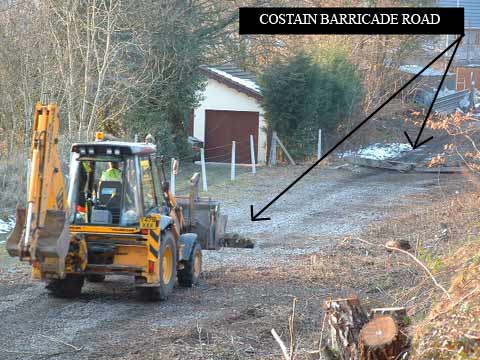 contractors make their own blockade with concrete posts