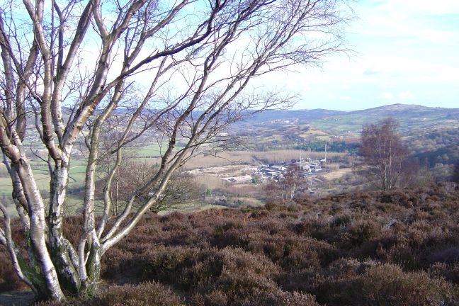 looking off stanton moor towards a real active quarry (spot the difference?)