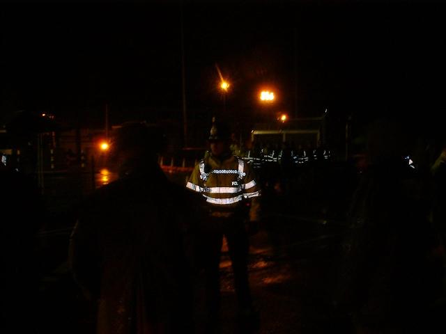 Police at the main gate