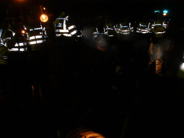 Police surronding the protesters