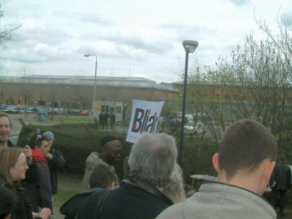 Protesters look towards Belmarsh Prison