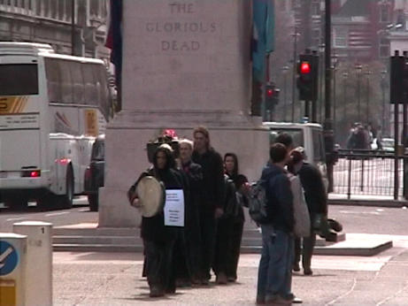 coffin demo procession arrives in whitehall