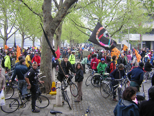 Critical Mass gathering at the South Bank