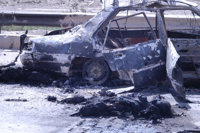 burnt body and car